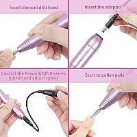 Electric Nail Drill Machine Professional 25000Rpm Portable Manicure Pedicure Polishing Shape Tools Efile Nail File Drill Kit For Acrylic, Removing Acrylic Gel Nails