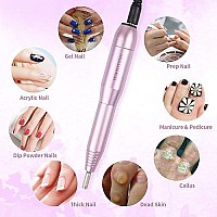 Electric Nail Drill Machine Professional 25000Rpm Portable Manicure Pedicure Polishing Shape Tools Efile Nail File Drill Kit For Acrylic, Removing Acrylic Gel Nails