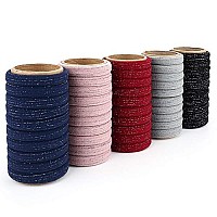 50Pcs Large Ponytail Holders, Cotton Seamless Hair Bands, Hair Elastics Hair Ties No Damage For Thick Heavy Hair, 2 Inch In Diameter, 5 Colors By Nspring