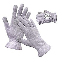 Mig4U Moisturizing Beauty Gloves Touchscreen Overnight Sleeping Glove For Women Dry Hands, Nighttime Lotion, Eczema, Spa, Cosmetic Treatment, Grey Purple 3 Pairs Size Sm