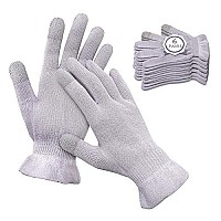 Mig4U Moisturizing Beauty Gloves Touchscreen Overnight Sleeping Glove For Women Dry Hands, Nighttime Lotion, Eczema, Spa, Cosmetic Treatment, Grey Purple 6 Pairs Size Sm