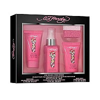 Women's Perfume Fragrance Set by Ed Hardy, Body Lotion & Wash, Fragrance Mist and Bath Fizz, 4 Piece Bath Set