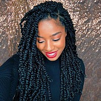 Toyotress Tiana Passion Twist Hair - 16 Inch Pre-Twisted Crochet Braids Natural Black, Synthetic Braiding Hair Extensions (16 Inch, 1B)