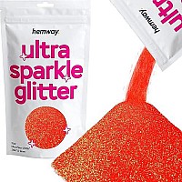 Hemway Premium Ultra Sparkle Glitter Multi Purpose Metallic Flake For Arts Crafts Nails Cosmetics Resin Festival Face Hair - Fluorescent Peach - Microfine (1256 0004 01Mm) 100G 35Oz