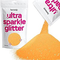 Hemway Premium Ultra Sparkle Glitter Multi Purpose Metallic Flake For Arts Crafts Nails Cosmetics Resin Festival Face Hair - Fluorescent Orange - Microfine (1256 0004 01Mm) 100G 35Oz