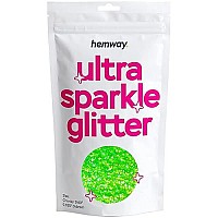 Hemway Premium Ultra Sparkle Glitter Multi Purpose Metallic Flake For Arts Crafts Nails Cosmetics Resin Festival Face Hair - Fluorescent Green - Chunky (140 0025 06Mm) 100G 35Oz