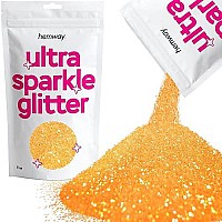 Hemway Premium Ultra Sparkle Glitter Multi Purpose Metallic Flake For Arts Crafts Nails Cosmetics Resin Festival Face Hair - Fluorescent Orange - Fine (164 0015 04Mm) 100G 35Oz