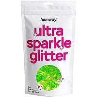 Hemway Premium Ultra Sparkle Glitter Multi Purpose Metallic Flake For Arts Crafts Nails Cosmetics Resin Festival Face Hair - Fluorescent Green - Super Chunky (18 0125 3Mm) 100G 35Oz