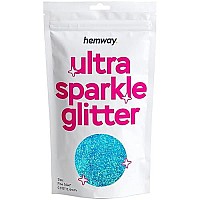 Hemway Premium Ultra Sparkle Glitter Multi Purpose Metallic Flake For Arts Crafts Nails Cosmetics Resin Festival Face Hair - Fluorescent Blue - Fine (164 0015 04Mm) 100G 35Oz