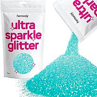 Hemway Premium Ultra Sparkle Glitter Multi Purpose Metallic Flake For Arts Crafts Nails Cosmetics Resin Festival Face Hair - Fluorescent Blue - Fine (164 0015 04Mm) 100G 35Oz