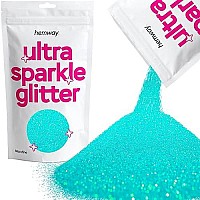 Hemway Premium Ultra Sparkle Glitter Multi Purpose Metallic Flake For Arts Crafts Nails Cosmetics Resin Festival Face Hair - Fluorescent Blue - Microfine (1256 0004 01Mm) 100G 35Oz