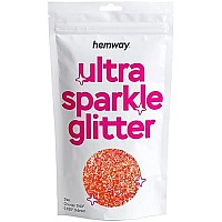 Hemway Premium Ultra Sparkle Glitter Multi Purpose Metallic Flake For Arts Crafts Nails Cosmetics Resin Festival Face Hair - Fluorescent Peach - Chunky (140 0025 06Mm) 100G 35Oz