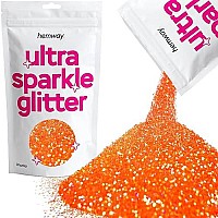 Hemway Premium Ultra Sparkle Glitter Multi Purpose Metallic Flake For Arts Crafts Nails Cosmetics Resin Festival Face Hair - Fluorescent Peach - Chunky (140 0025 06Mm) 100G 35Oz