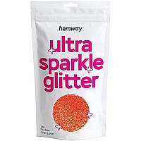 Hemway Premium Ultra Sparkle Glitter Multi Purpose Metallic Flake For Arts Crafts Nails Cosmetics Resin Festival Face Hair - Fluorescent Peach - Fine (164 0015 04Mm) 100G 35Oz