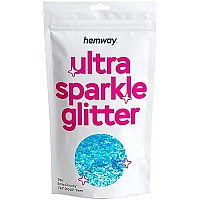 Hemway Premium Ultra Sparkle Glitter Multi Purpose Metallic Flake For Arts Crafts Nails Cosmetics Resin Festival Face Hair - Fluorescent Blue - Extra Chunky (124 0040 1Mm) 100G 35Oz