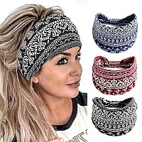 Aceorna Boho Bandeau Headbands Wide Knot Hair Scarf Floral Printed Hair Band Elastic Turban Thick Head Wrap Stretch Fabric Cotton Head Bands Thick Fashion Hair Accessories For Women (Gorgeous)