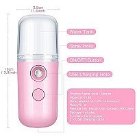 2 Pieces Nano Facial Mister 30 Ml Mini Face Humidifier Portable Facial Sprayer Usb Rechargeable Handy Skin Care Machine For Face Hydrating, Daily Makeup (Pink And White)