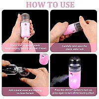 2 Pieces Nano Facial Mister 30 Ml Mini Face Humidifier Portable Facial Sprayer Usb Rechargeable Handy Skin Care Machine For Face Hydrating, Daily Makeup (Pink And White)