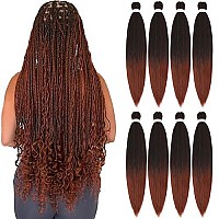 Ombre Braiding Hair 350# Copper Red 30 Inch 8 Packs Professional Synthetic Braid Hair Extensions Crochet Braids, Yaki Texture, Hot Water Setting (30 Inch,T1B/350)