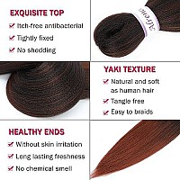 Ombre Braiding Hair 350# Copper Red 30 Inch 8 Packs Professional Synthetic Braid Hair Extensions Crochet Braids, Yaki Texture, Hot Water Setting (30 Inch,T1B/350)