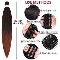 Ombre Braiding Hair 350# Copper Red 30 Inch 8 Packs Professional Synthetic Braid Hair Extensions Crochet Braids, Yaki Texture, Hot Water Setting (30 Inch,T1B/350)