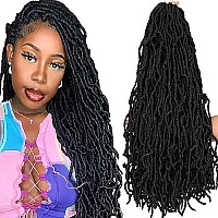 Soft Locs Crochet Hair 24 Inch 6 Packs Black Faux Locs Crochet Hair Curly Wavy Crochet Braids Synthetic Hair African Hair Extensions For Black Women (24 Inch, 1B)