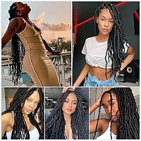 Soft Locs Crochet Hair 24 Inch 6 Packs Black Faux Locs Crochet Hair Curly Wavy Crochet Braids Synthetic Hair African Hair Extensions For Black Women (24 Inch, 1B)