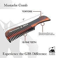 G.B.S Mens Handmade Comb Set with Pure Synthetic Hair Brush- DCT Dressing Comb, PCT Pocket Comb, MCT Mustache Comb, Military Style Hair Brush- Perfect for Beard, Mustache Best Grooming Kit for Mens