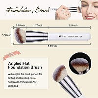 DUcare Makeup Brushes 3Pcs Foundation Contour Brush& Concealer Brush& Blusher Brush Face Kabuki Blush Bronzer Travel Buffing Stippling Contour Liquid Blending Makeup brush set White