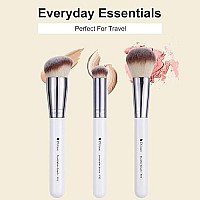 DUcare Makeup Brushes 3Pcs Foundation Contour Brush& Concealer Brush& Blusher Brush Face Kabuki Blush Bronzer Travel Buffing Stippling Contour Liquid Blending Makeup brush set White