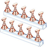 2 Sets Acrylic Nail Display Stand Nail Tip Practice Holder Magnetic Nail Practice Stand Fingernail Diy Nail Stand For False Nail Tip Manicure Tool Home And Salon Use (Rose Gold)