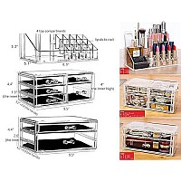 Cq acrylic Makeup Organizer Skin Care Large Clear Cosmetic Display Cases Stackable Storage Box With 7 Drawers,Set of 3