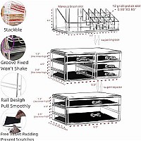 Cq acrylic Makeup Organizer Skin Care Large Clear Cosmetic Display Cases Stackable Storage Box With 7 Drawers,Set of 3