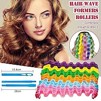 30 Pieces Heatless Waves Curlers Spiral Curls Styling Kit No Heat Hair Waver Spiral Curlers Rollers With 2 Pieces Styling Hooks For Most Hairstyles (25 Cm)