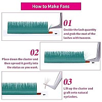 Volume Lash Extensions Thickness 007Mm D Curl 15-20Mm Green Volume Eyelash Extensions C D Curl Easy Fans 2D-20D Self Fanning Lashes By Fadvan (Green 007-D, 15-20Mm)