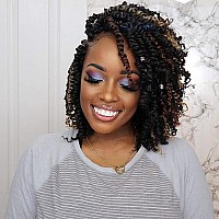 Toyotress Tiana Passion Twist Hair - 10 Inch 6 Pcs Pre-Twisted Crochet Braids Natural Black, Synthetic Braiding Hair Extensions (10 Inch, 1B)