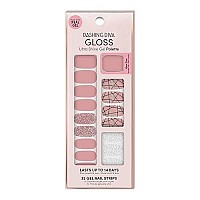 Dashing Diva Gloss Nail Strips - Rose Sparkle Uv Free, Chip Resistant, Long Lasting Gel Nail Stickers Contains 32 Nail Wraps, 1 Prep Pad, 1 Nail File