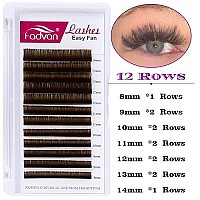 Volume Eyelash Extensions Brown Lash Extensions 007 Cd Curl 8-14Mm Mix Easy Fan Volume Lashes 3D-20D Lash Self Fanning Automatic Blooming Flower Eyelashes Extension By Fadvan (Brown 007-C, 8-14Mm)