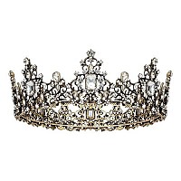 Sweetv Jeweled Baroque Queen Crown For Women - Rhinestone Wedding Tiaras And Crowns, Bronze Costume Hair Accessories For Cosplay Birthday Party, Victoria