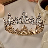 Sweetv Jeweled Baroque Queen Crown For Women - Rhinestone Wedding Tiaras And Crowns, Bronze Costume Hair Accessories For Cosplay Birthday Party, Victoria