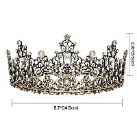 Sweetv Jeweled Baroque Queen Crown For Women - Rhinestone Wedding Tiaras And Crowns, Bronze Costume Hair Accessories For Cosplay Birthday Party, Victoria