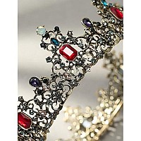 Sweetv Jeweled Baroque Queen Crown - Rhinestone Wedding Tiaras And Crowns For Women, Black Costume Party Hair Accessories With Ruby, Victoria