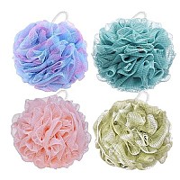 Xl Loofah Shower Puff 75Gpcs Mesh Bath Loofa Body Sponges Scrubber For Bathing Pack Of 4