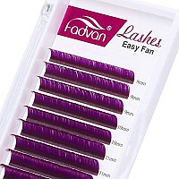 Purple Eyelash Extensions 007Mm Cd Curl Volume Lash Extensions 8-14Mm Self Fanning 3D 4D 6D 10D Rapid Automatic Blooming Flower Eyelashes Extension C Curl Used By Fadvan (Purple 007-C, 8-14Mm)