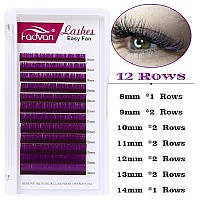 Purple Eyelash Extensions 007Mm Cd Curl Volume Lash Extensions 8-14Mm Self Fanning 3D 4D 6D 10D Rapid Automatic Blooming Flower Eyelashes Extension C Curl Used By Fadvan (Purple 007-C, 8-14Mm)