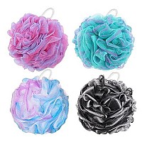 4 Pieces Loofah Bath Sponge Xl 75Gpcs Bath Puffs Body Wash Sponge For Shower Exfoliate