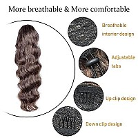 Kethbe 24 Inch Drawstring Ponytail Hair Extension Synthetic Heat Resistant Wrap Around Curly Wavy Long Body Wave Ponytail Hairpieces For Women (8-31)