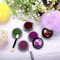 Duufin 22 Colors Nail Chrome Powder Metallic Nail Powder For Mirror Effect Nails Art Decoration With 22 Pcs Eyeshadow Sticks, 1Gjar