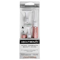 About Face Beauty Sonic Complete Beauty-Wand, Facial Razor & Exfoliator, Includes 3 Blades, Pink