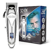 SCHON Cordless Rechargeable Hair Clipper and Trimmer for Men, Women, Children - Solid Stainless Steel Electric Buzzer with Precision Blades, Hair Cutting Kit with 8 Color-Coded Guide Combs